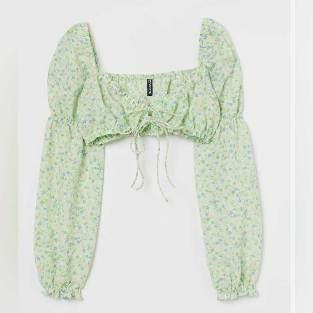NWOT Green Pastel Floral Crop Top